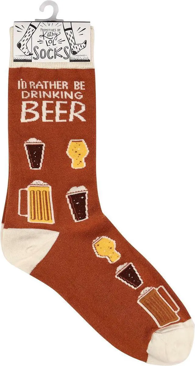 Alt view image 4 of 4 - Primitives by Kathy - I'd Rather Be Drinking Beer Unisex Socks, One Size