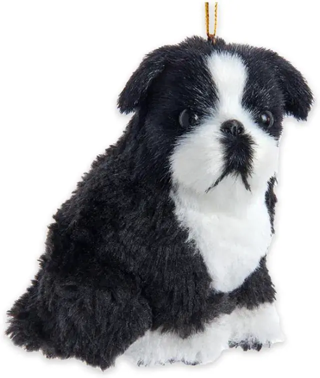 Main image of Kurt Adler F2242BT Furry Boston Terrier Dog 3.5" Hanging Christmas Ornament