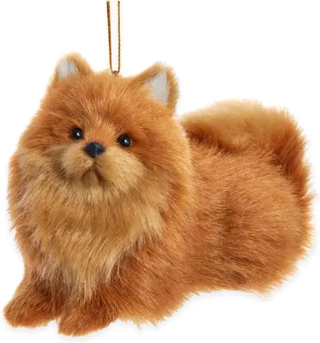 Main image of Kurt Adler F2242PM Furry Pomeranian Dog 4" Hanging Christmas Ornament
