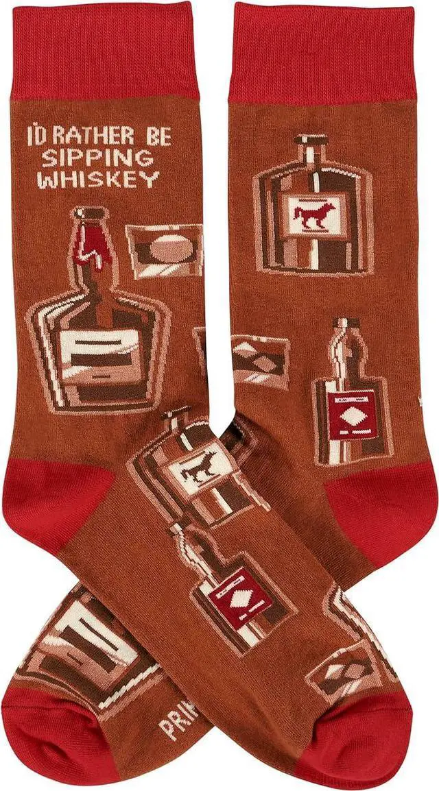 Alt view image 3 of 4 - Primitives by Kathy - I'd Rather Be Sipping Whiskey Unisex Socks, One Size