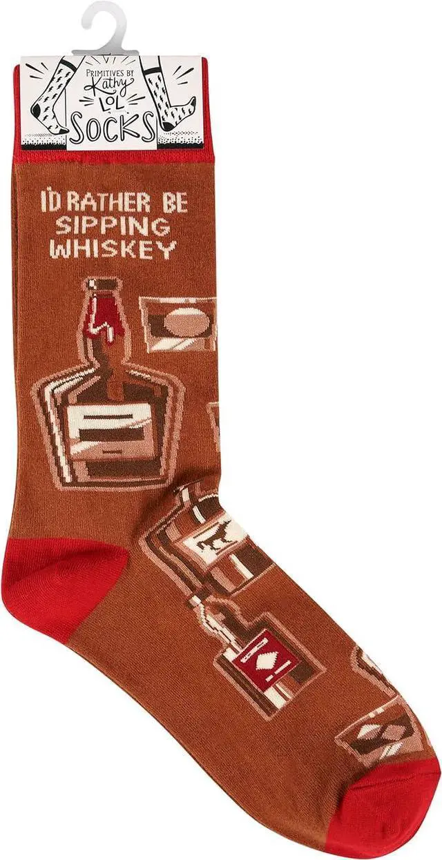 Alt view image 4 of 4 - Primitives by Kathy - I'd Rather Be Sipping Whiskey Unisex Socks, One Size