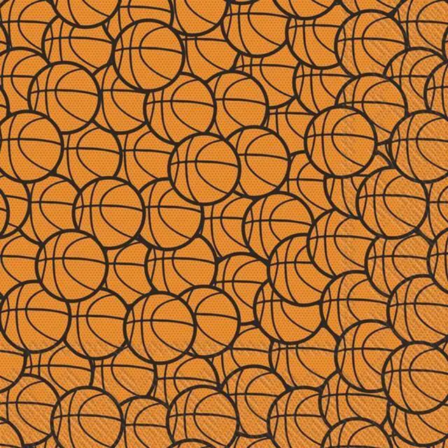 Main image of Boston International 5x5 in. Paper Cocktail Napkin Basketball Orange Pack of 20