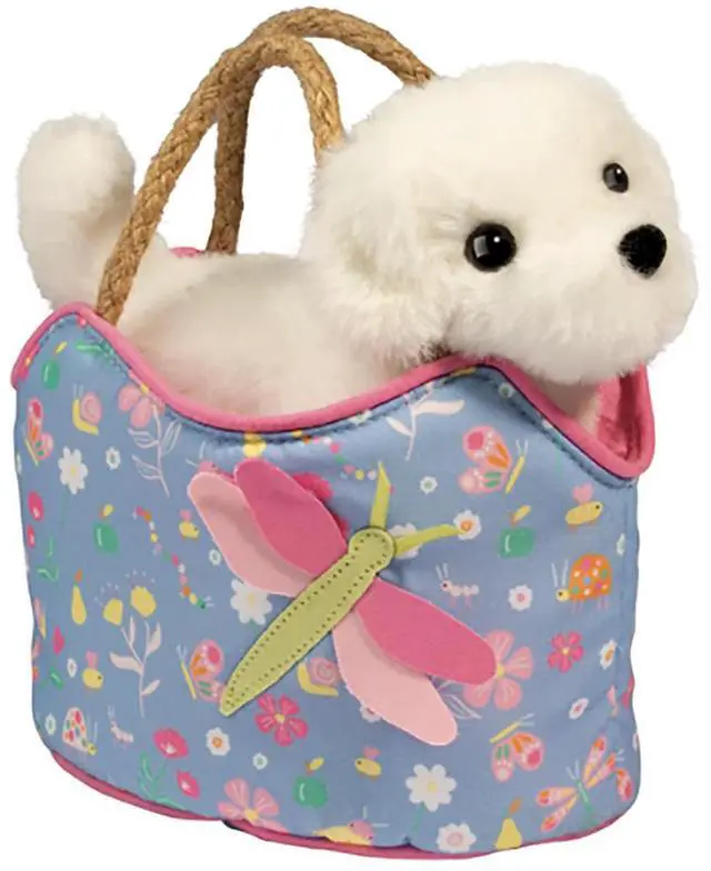 Main image of Douglas Dragonfly Dreams Sassy Sak Tote w/ Bichon Plush Stuffed Animal Toy, 7"