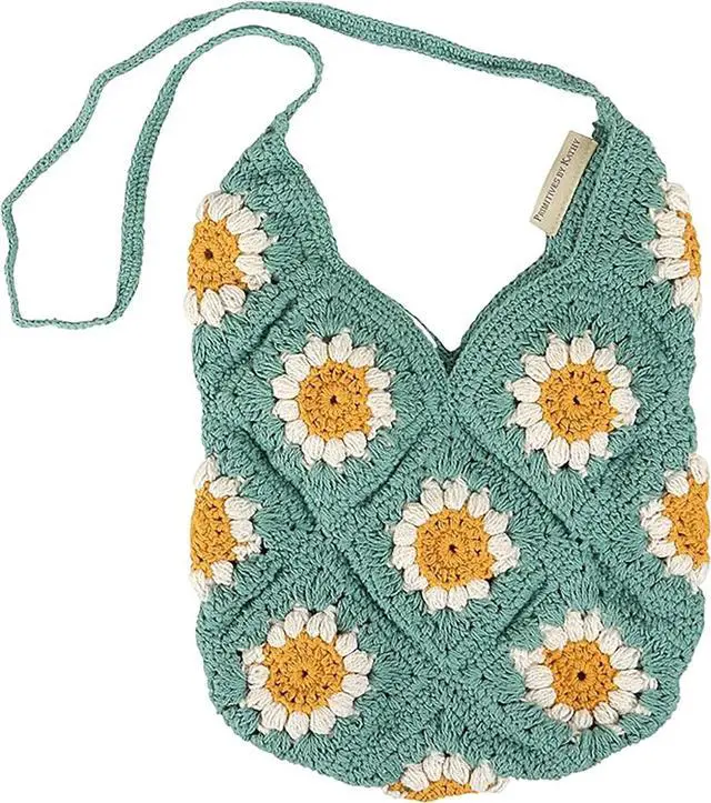 Main image of Primitives by Kathy Daisy Tote and Straps Feature a Crochet Style, 12 x 15"