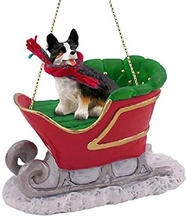 Main image of Conversation Concepts Welsh Corgi Cardigan Sleigh Dog Christmas Ornament