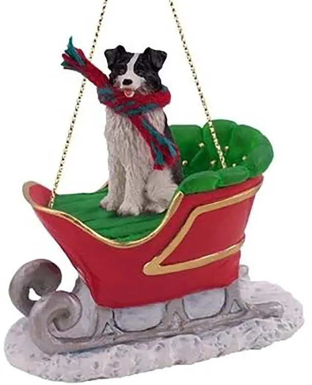 Main image of Conversation Concepts Border Collie Dog Sleigh Dog Holiday Ornament