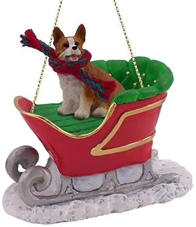 Main image of Conversation Concepts Welsh Corgi Pembroke Sleigh Dog Christmas Ornament