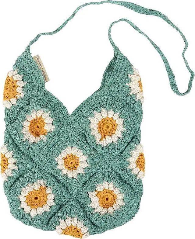 Alt view image 2 of 4 - Primitives by Kathy Daisy Tote and Straps Feature a Crochet Style, 12 x 15"