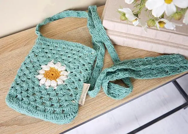 Alt view image 3 of 4 - Primitives by Kathy Daisy Crossbody and Straps Feature a Crochet Style, 8 x 6"