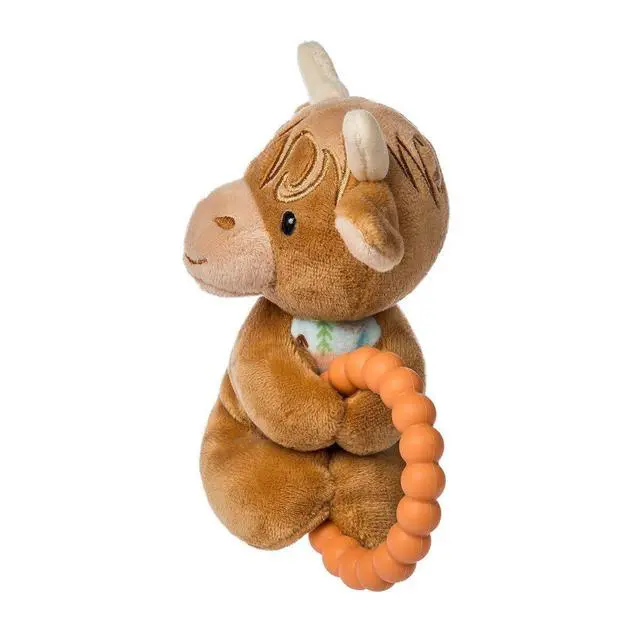 Alt view image 2 of 4 - Mary Meyer Soft Baby Rattle with Soothing Teether Ring, 6", Hetty Highland Cow