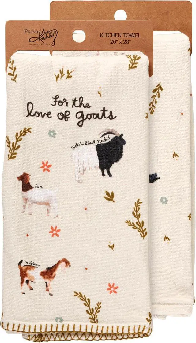 Alt view image 3 of 4 - Primitives by Kathy For the Love of Goats Kitchen Towel, 20"L x 28"W