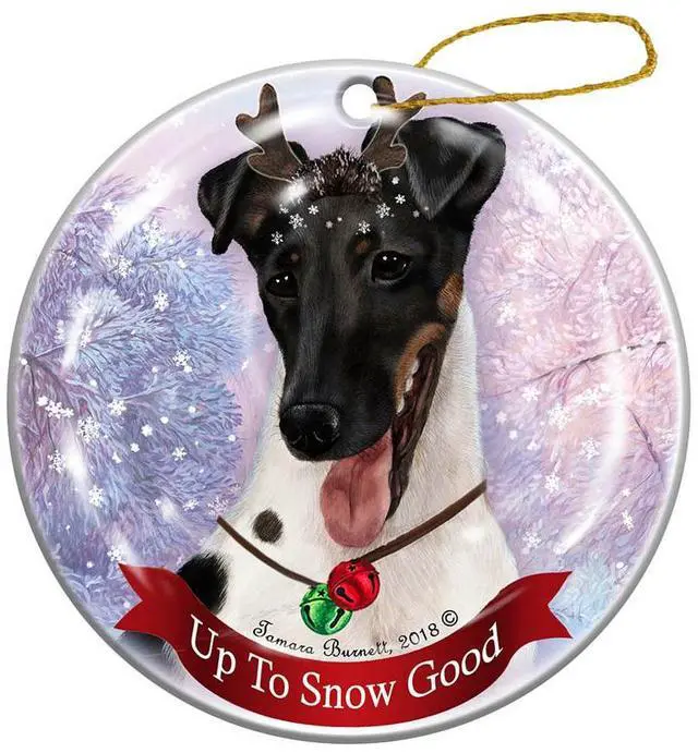Main image of Holiday Pet Gifts Fox Terrier Tricolor Dog Porcelain Christmas Ornament