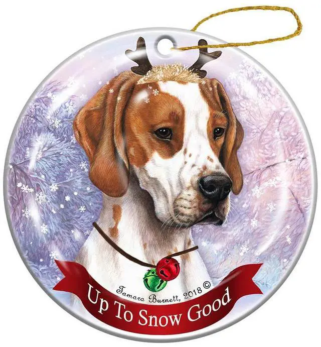 Main image of Holiday Pet Gifts English Pointer Red/White Dog Porcelain Christmas Ornament