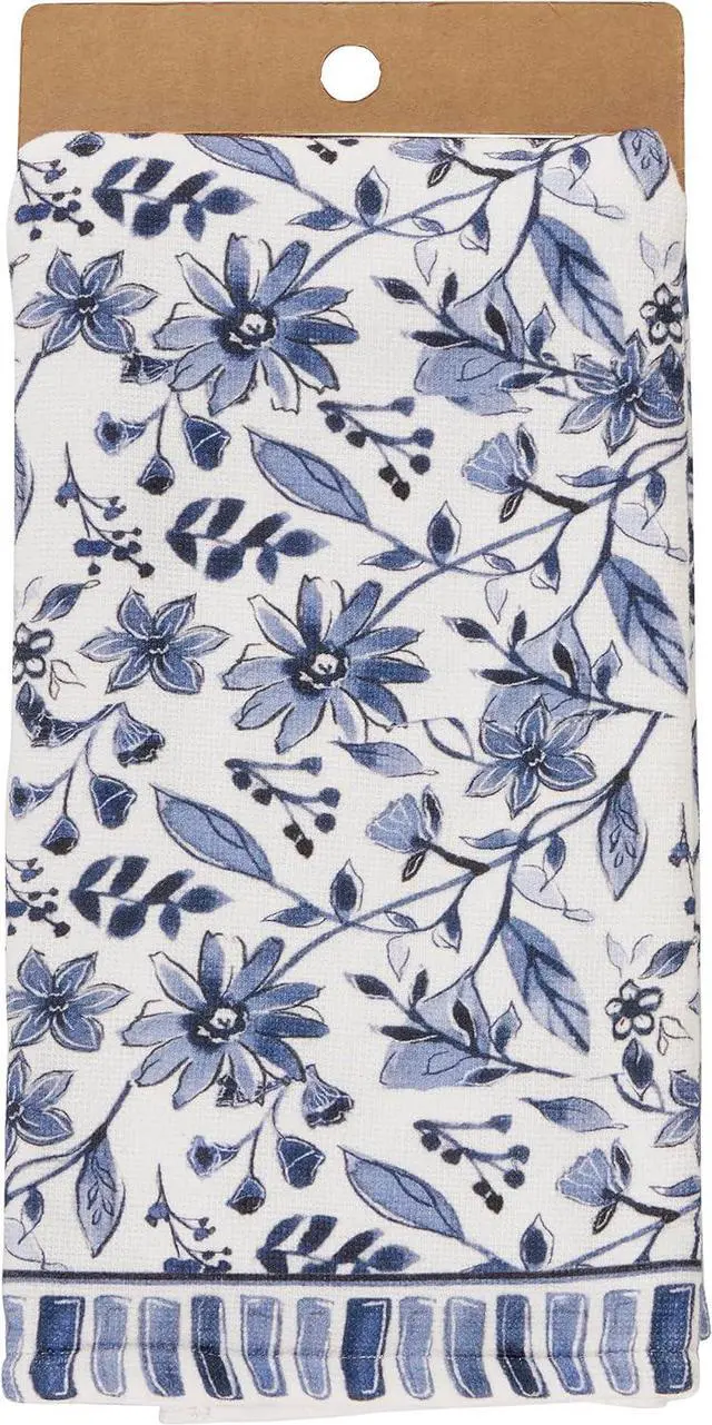 Alt view image 2 of 3 - Primitives by Kathy Kitchen Towel - Blue Florals, 20" x 28"