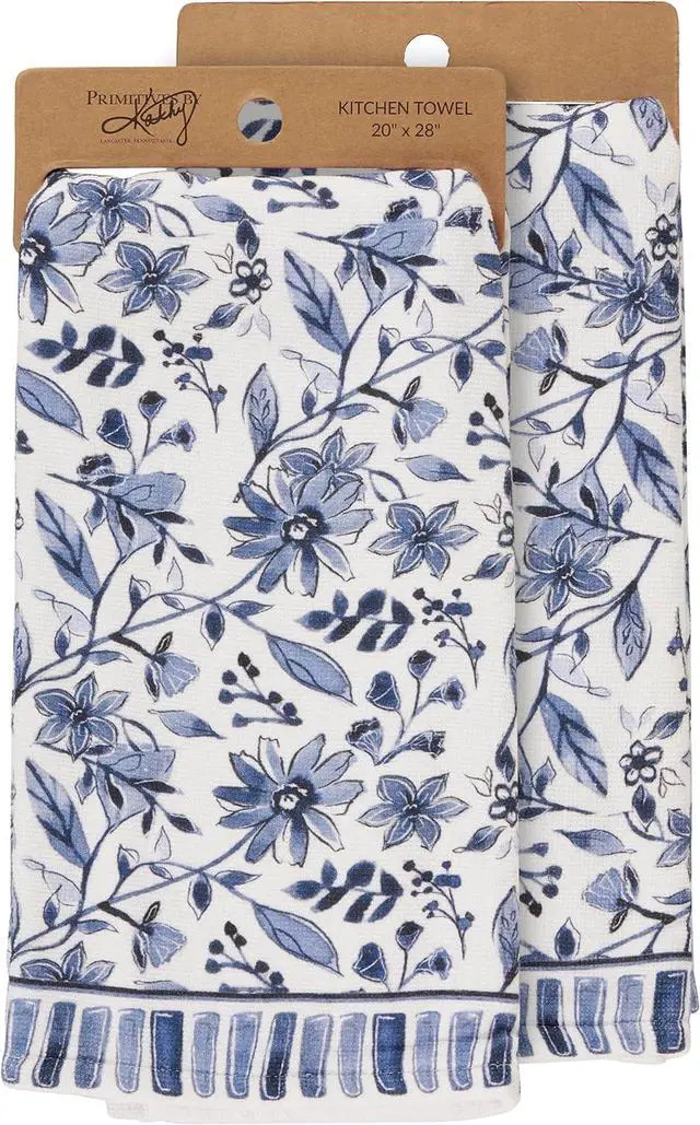 Alt view image 3 of 3 - Primitives by Kathy Kitchen Towel - Blue Florals, 20" x 28"