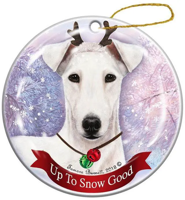 Main image of Holiday Pet Gifts Fox Terrier White Dog Porcelain Christmas Ornament