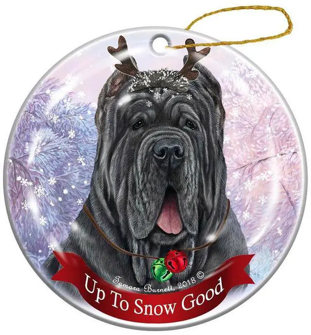 Main image of Holiday Pet Gifts Neapolitan Mastiff Blue Cropped Dog Porcelain Christmas Ornament