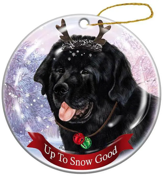 Main image of Holiday Pet Gifts Black Newfoundland Dog Porcelain Christmas Ornament