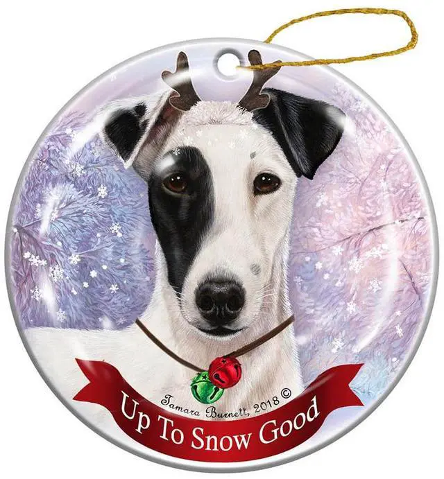 Main image of Holiday Pet Gifts Fox Terrier Black/White Dog Porcelain Christmas Ornament