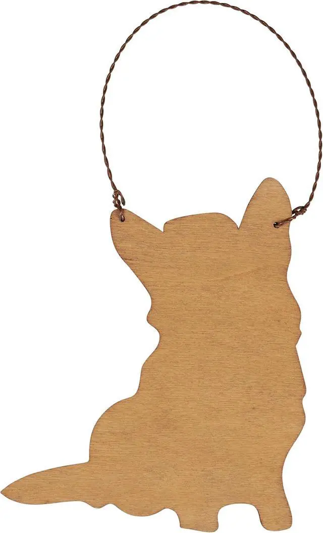 Alt view image 2 of 2 - Primitives By Kathy Corgi with Holiday Candy Cane Wooden Christmas Ornament