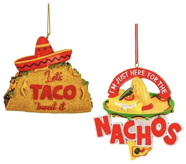 Main image of Kurt Adler Nachos & Taco Ornaments, 3.5" set of 2