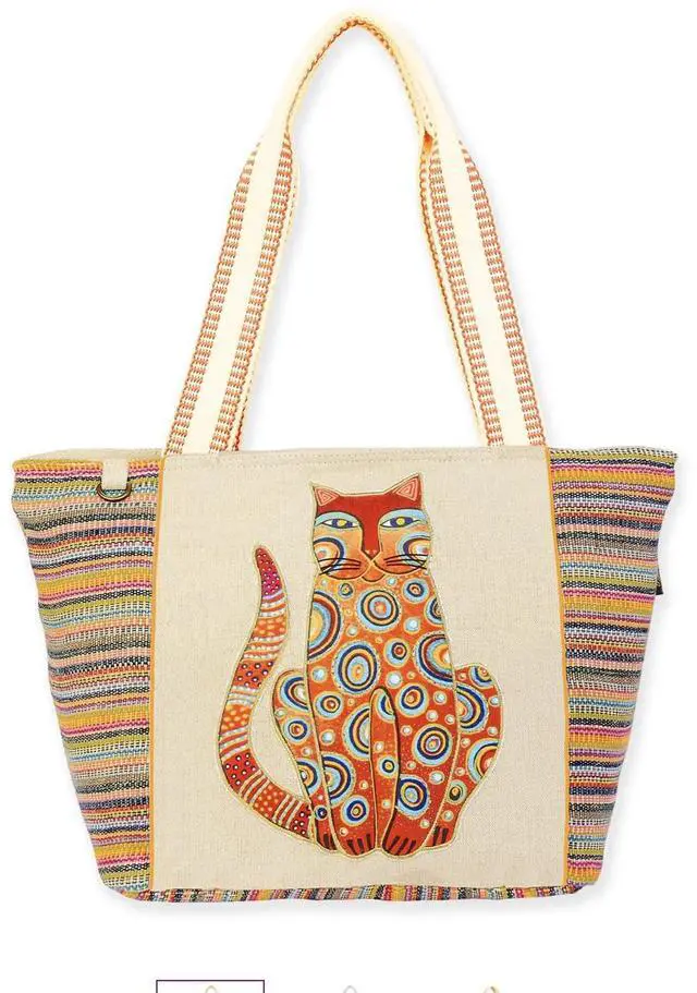 Main image of Sun'N'Sand Teal Tabby Rainbow Stripes Shoulder Tote, 17'' x 5.5'' x 11.5''