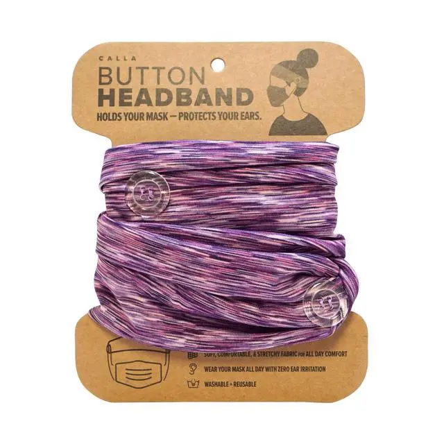 Alt view image 2 of 3 - Calla Button Headband for Comfortable Wearing of Face Masks - Purple