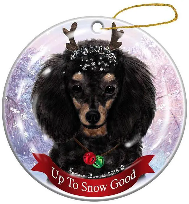 Main image of Holiday Pet Gifts Poodle Black/Tan Dog Porcelain Christmas Ornament
