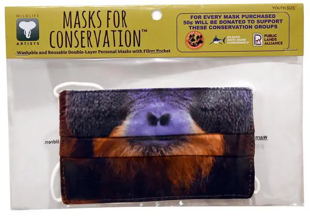 Alt view image 2 of 2 - Wildlife Artists Fun Youth Animal Face Masks, Washable, Reusable - Orangutan