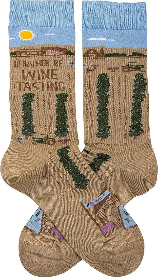 Alt view image 2 of 4 - Primitives by Kathy - I'd Rather Be Wine Tasting Unisex Socks, One Size