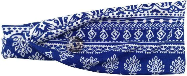 Main image of Calla Button Headband for Comfortable Wearing of Face Masks - Royal Blue Vintage