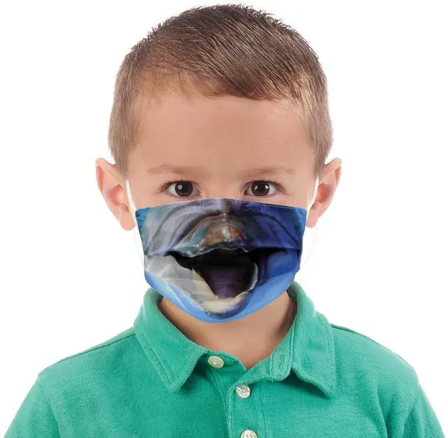 Main image of Wildlife Artists Fun Youth Animal Face Masks, Washable, Reusable - Dolphin