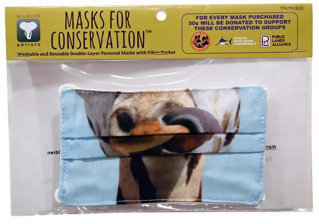 Alt view image 2 of 2 - Wildlife Artists Fun Youth Animal Face Masks, Washable, Reusable - Giraffe