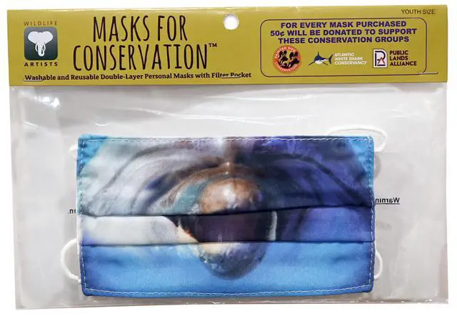 Alt view image 2 of 2 - Wildlife Artists Fun Youth Animal Face Masks, Washable, Reusable - Dolphin