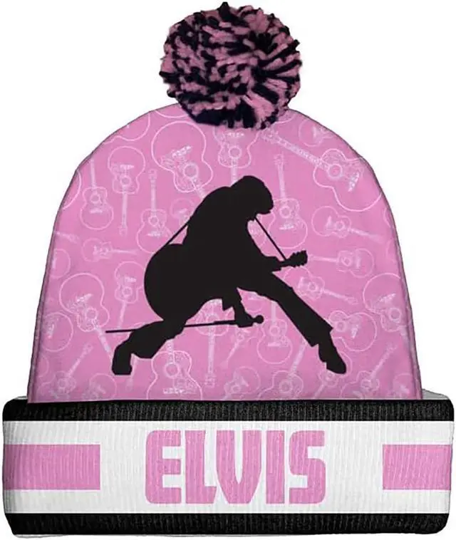 Main image of Spoontiques Winter Beanie Hat, One Size Fits Most - Pink and Black Elvis
