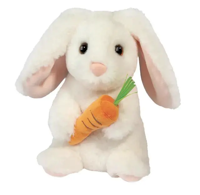 Main image of Douglas Toys White Zen Bunny with Carrot Soft Plush Stuffed Animal, 7 inches