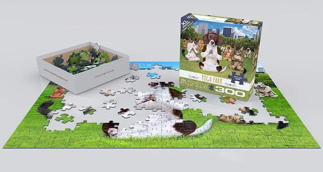 Alt view image 3 of 3 - EuroGraphics Dogs and Cats Yoga Park Jigsaw Puzzle (300-Piece)