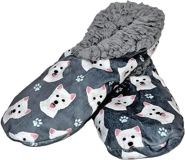 Main image of Comfies Womens Westie Dog Slippers - Sherpa Lined Animal Print Booties