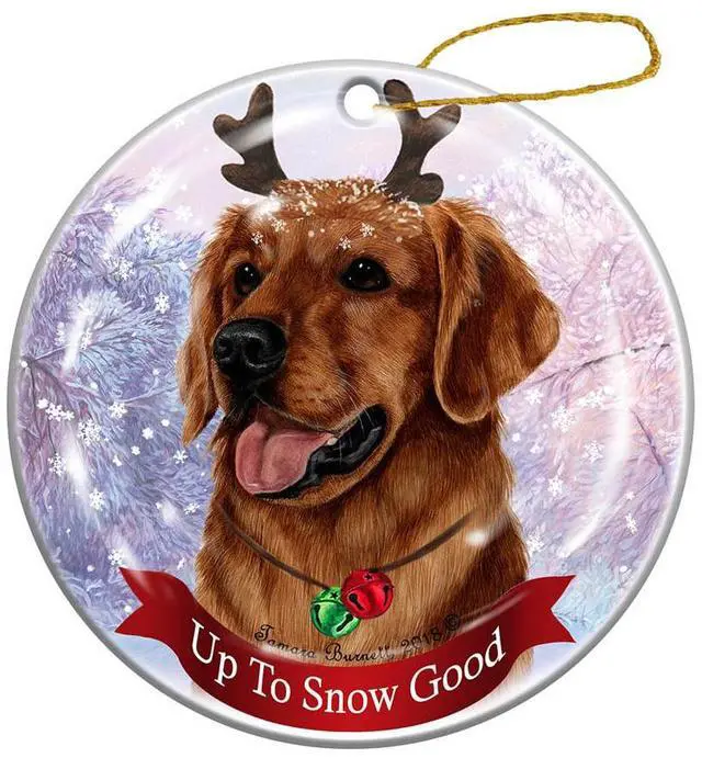 Main image of Holiday Pet Gifts Red Golden Retriever Dog Porcelain Christmas Ornament