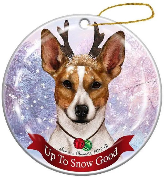 Main image of Holiday Pet Gifts Tan and White Rat Terrier Dog Porcelain Christmas Ornament