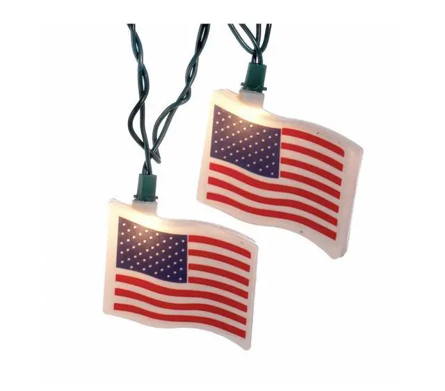 Alt view image 2 of 4 - Kurt Adler 10-Light USA United States Flag Light Set