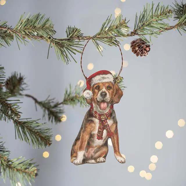 Alt view image 2 of 3 - Primitives By Kathy Beagle with Santa Hat & Scarf Wooden Christmas Ornament