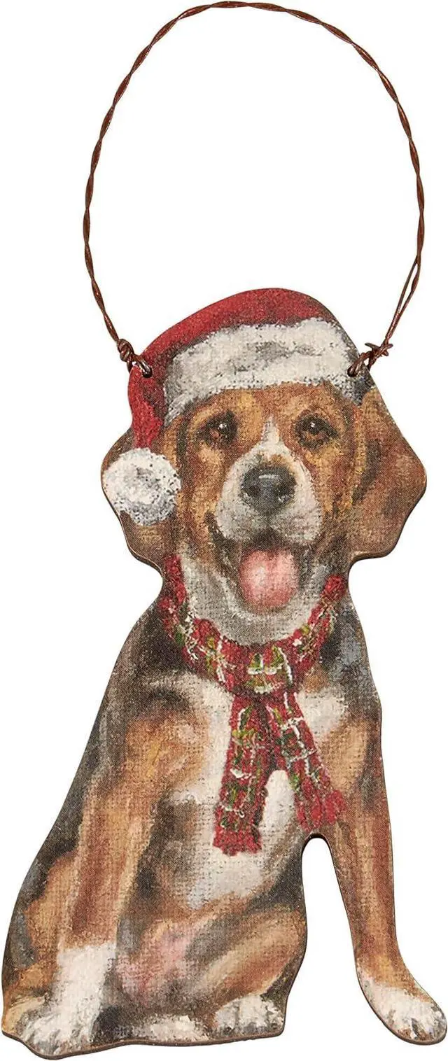 Main image of Primitives By Kathy Beagle with Santa Hat & Scarf Wooden Christmas Ornament