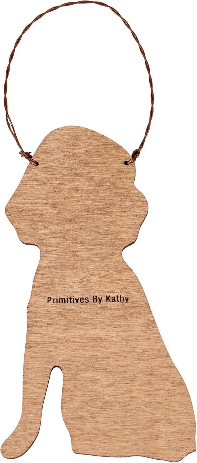 Alt view image 3 of 3 - Primitives By Kathy Beagle with Santa Hat & Scarf Wooden Christmas Ornament