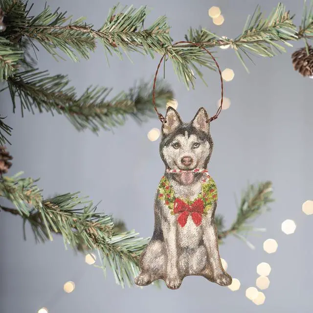 Alt view image 2 of 3 - Primitives By Kathy Husky with Candy Cane Wooden Christmas Ornament