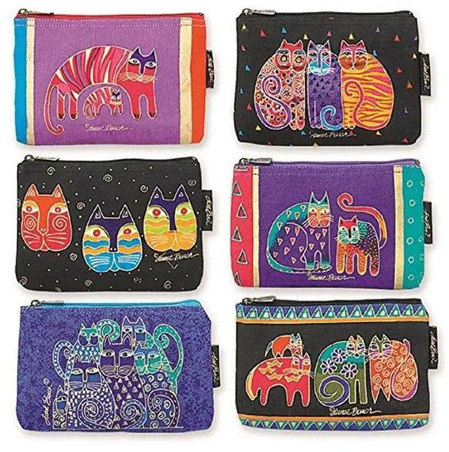 Alt view image 2 of 2 - Laurel Burch Classic Felines Cosmetic Bag (Purple/Red D)