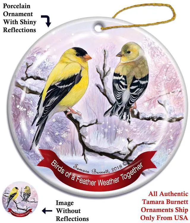 Main image of Holiday Pet Gifts American Goldfinch Bird Porcelain Christmas Ornament