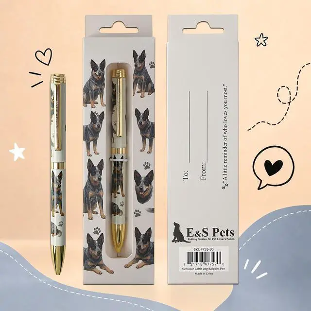Main image of E&S Pets Refillable Ball Point Pen in Gift Box, Australian Cattle Dog