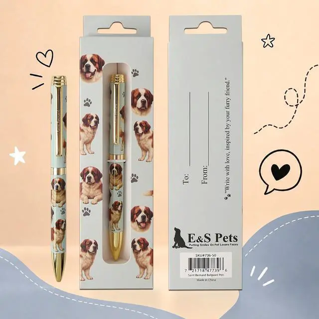 Main image of E&S Pets Refillable Ball Point Pen in Gift Box, Saint Bernard Dog