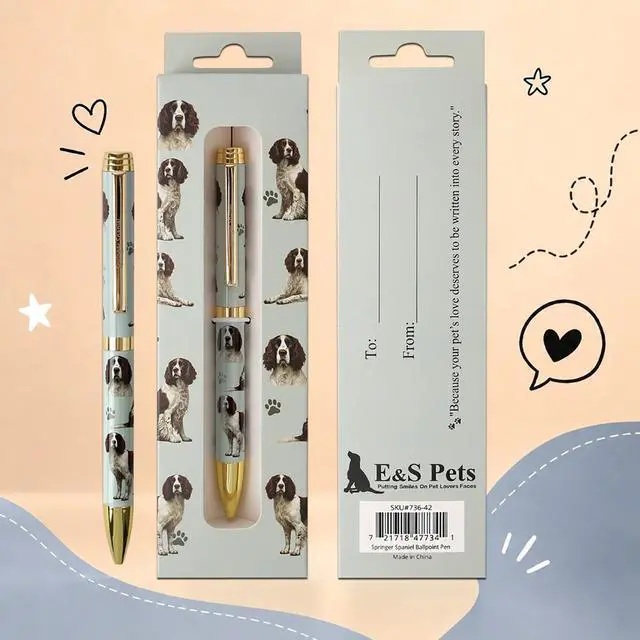 Main image of E&S Pets Refillable Ball Point Pen in Gift Box, Springer Spaniel